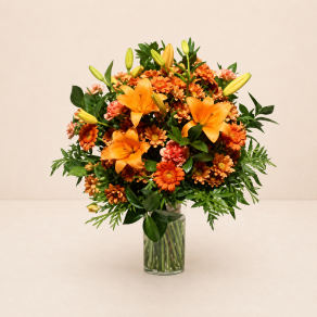 BUQUÊ COM MIX DE FLORES COR  LARANJA B 225