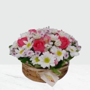 CESTA COM FLORES DO CAMPO  NATUREZA C 342